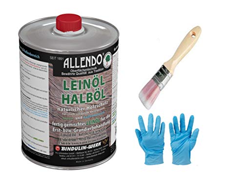 Leinöl - Halböl 1000 ml Dose inkl.1 Pinsel zum Auftragen Leinöl - Halböl 1000 ml Dose inkl.1 Pinsel zum Auftragen von Bindulin