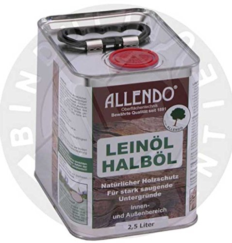 Leinöl - Halböl 2,5 Liter Dose inkl. 4er Pinsel Set von E-Com24 von Bindulin