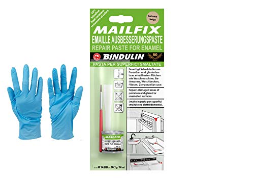Mailfix Ausbesserungspaste für Emaille 16,1 gr. Dose inkl. Pinsel & Spachtel (bahama-beige) von Bindulin