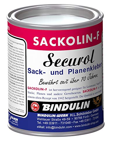 Bindulin Planenkleber Sackolin-F inkl. 1 Pinsel zum Auftragen, Farbloser, wasserfester Kleber für Planen von LKW, Anhängern oder ähnlichem, 630 Gramm von Bindulin