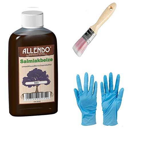 Salmiakbeize Buntfarbe inkl. 1x Pinsel für beizen zum Auftragen (250 ml blau) von Bindulin