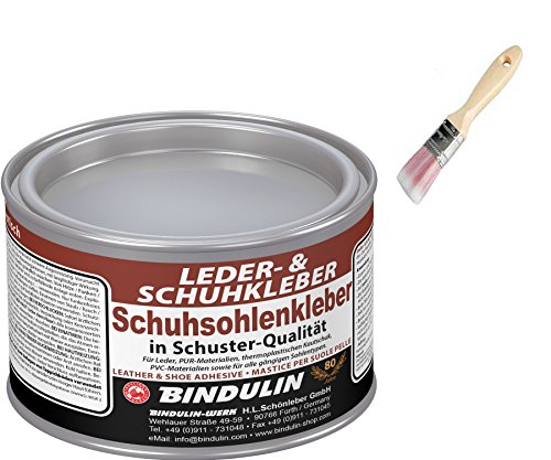 Schuhsohlen- und Lederkleber BINDULIN inkl. 1x Pinsel von E-Com24 zum Aufragen (200 g) von Bindulin