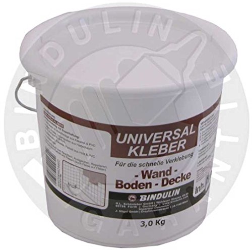 Bindulin Universalkleber 3 kg Eimer, Synthetischer Kautschuk, Dickflüssig, Klar, Stark, Universalkleber für Fliesen, Holz, PVC, Styropor von Bindulin