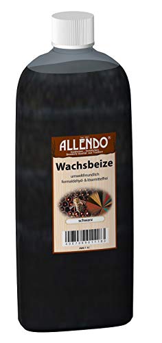 Wachsbeize Buntfarbe inkl.1x Pinsel für beizen zum Auftragen von E-Com24 (1000 ml schwarz) von Bindulin