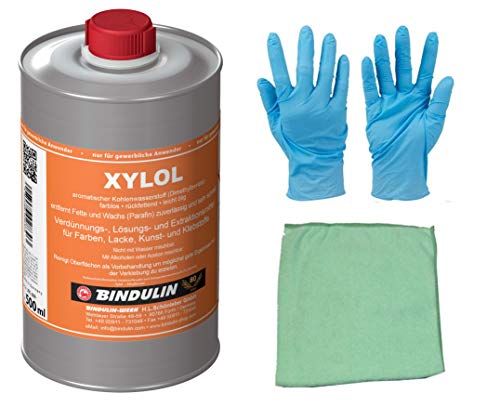 Xylol Reinigungs-, Verdünnungs- & Lösungsmittel entfernt Fette und Wachs (Parafin) zuverlässig und sehr schnell inkl. Microfasertuch von E-Com24 (500 ml) von Bindulin
