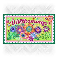 Bine Brändle - Bunte Fussmatten im Blumendesign - Größe 82cm x 47cm - 4 Farbvarianten (Grün) von Bine Brändle