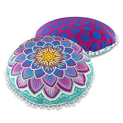 Bine Brändle - Dekokissen - Bunte Auswahl - Kissen mit Füllung - Mandalas - Bordürenliebe - Blüten - Blätter - Seerosenteich - Unterwasserwelt - Herzen - Monster - Regenbogen von Bine Brändle