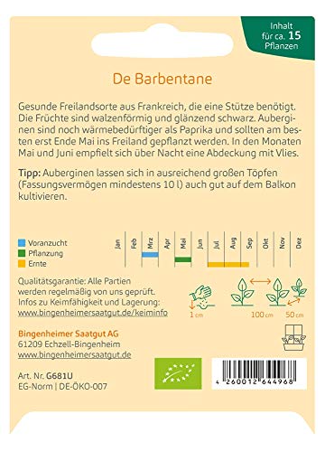 Bingenheimer Saatgut Aubergine De Barbentane bio für ca. 15 Pflanzen von Bingenheimer