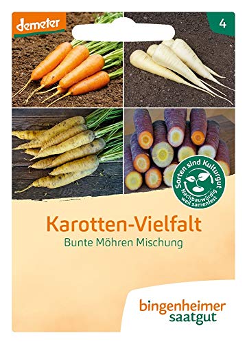 Bingenheimer Saatgut Karotten-Vielfalt Bunte Möhren Mischung demeter bio für ca. 1000 Pflanzen von Bingenheimer