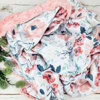 Blush Floral Minky Baby Decke Handgemachte Kunstfell Decke von BinghamBliss