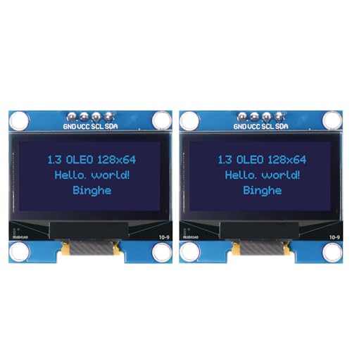 1,3" OLED I2C Display Modul Binghe 2 Stücke 1,3 Zoll LED OLED Display I2C IIC OLED Display mit 1106 Chip 128 x 64 Pixel I2C Bildschirm Anzeigemodul mit Blau Zeichen kompatibel mit Arduino/Rasp-Pi 1,3" OLED I2C Display Modul Binghe 2 Stücke 1,3 Zoll LED OLED Display I2C IIC OLED Display mit 1106 Chip 128 x 64 Pixel I2C Bildschirm Anzeigemodul mit Blau Zeichen kompatibel mit Arduino/Rasp-Pi von Binghe