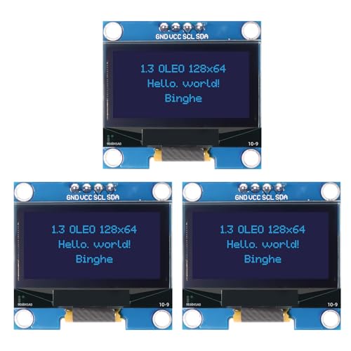 1,3" OLED I2C Display Modul Binghe 3 Stücke 1,3 Zoll LED OLED Display I2C IIC OLED Display mit 1106 Chip 128 x 64 Pixel I2C Bildschirm Anzeigemodul mit Blau Zeichen kompatibel mit Arduino/Rasp-Pi 1,3" OLED I2C Display Modul Binghe 3 Stücke 1,3 Zoll LED OLED Display I2C IIC OLED Display mit 1106 Chip 128 x 64 Pixel I2C Bildschirm Anzeigemodul mit Blau Zeichen kompatibel mit Arduino/Rasp-Pi von Binghe
