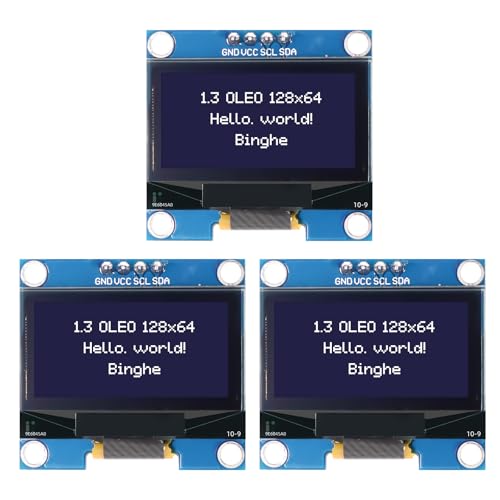 1,3" OLED I2C Display Modul Binghe 3 Stücke 1,3 Zoll LED OLED Display I2C IIC OLED Display mit 1106 Chip 128 x 64 Pixel I2C Bildschirm Anzeigemodul mit weißen Zeichen kompatibel mit Arduino/Rasp-Pi 1,3" OLED I2C Display Modul Binghe 3 Stücke 1,3 Zoll LED OLED Display I2C IIC OLED Display mit 1106 Chip 128 x 64 Pixel I2C Bildschirm Anzeigemodul mit weißen Zeichen kompatibel mit Arduino/Rasp-Pi von Binghe