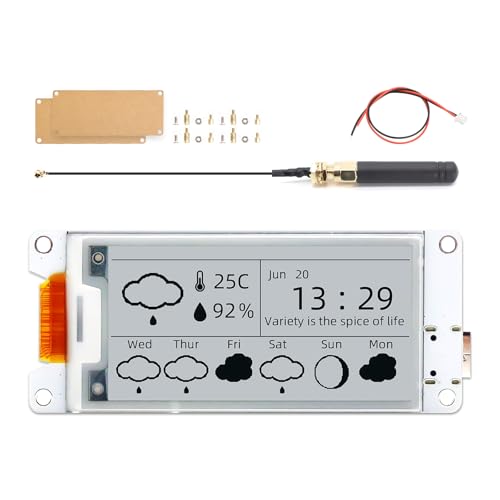 Binghe 2.13" E-Ink LoRa Display, 2.13" E-Ink LoRa Display mit ESP-S3 LoRa Entwicklungsplatine mit Acryl-Platte/Batteriekabel/Klebestift Antenne Unterstützt WIFILORA Bluetooth Kompatibel mit Arduino von Binghe