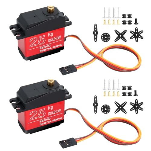 Digital Metal Servomotor Binghe 2 Stücke 25KG Servo Motor Digitaler Servomotor RC Servo für RC Flugzeug Hubschrauber/RC Boot/Arrma/Roboter Kompatibel mit Arduino Digital Metal Servomotor Binghe 2 Stücke 25KG Servo Motor Digitaler Servomotor RC Servo für RC Flugzeug Hubschrauber/RC Boot/Arrma/Roboter Kompatibel mit Arduino von Binghe
