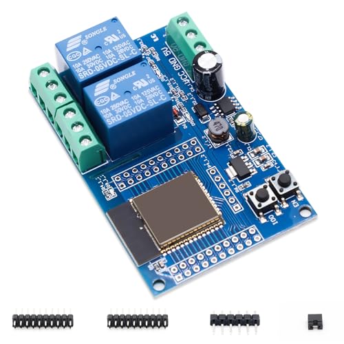 Binghe ESP Relais 2-Kanal Modul, ESP-32 Relais Entwicklungsboard mit 4 MB Flash Dual-Wifi DC5-60V Stromversorgung für Sekundäres Entwicklungslernen（LC-Relay-ESP32-2R-D5） von Binghe