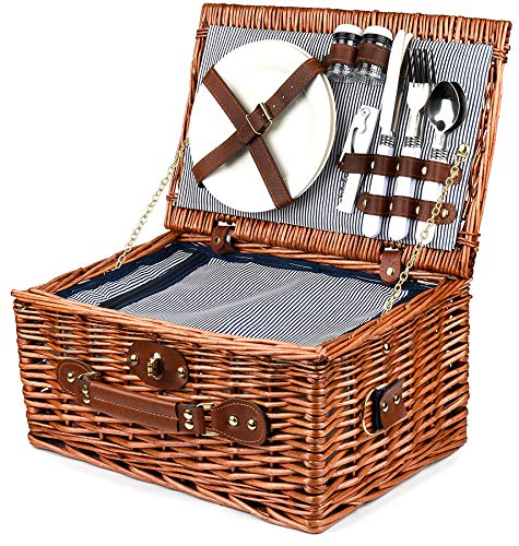 Bingo-Shop Picknickkorb für 2 Personen mit Kühlfach - Inklusive Bestecksets, Kühlfach, Korkenzieher und Keramikteller - 26 x 18 x 38 cm Picknickkoffer Picknickset Picknick Korb Bingo-Shop Picknickkorb für 2 Personen mit Kühlfach - Inklusive Bestecksets, Kühlfach, Korkenzieher und Keramikteller - 26 x 18 x 38 cm Picknickkoffer Picknickset Picknick Korb von Bingo-Shop