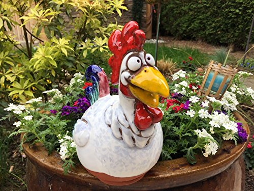 Keramik Gartenstecker Gartenkugel Blumenstecker Beetstecker Hahn Keramik Gartenstecker Gartenkugel Blumenstecker Beetstecker Hahn von Bingos-Tonstudio