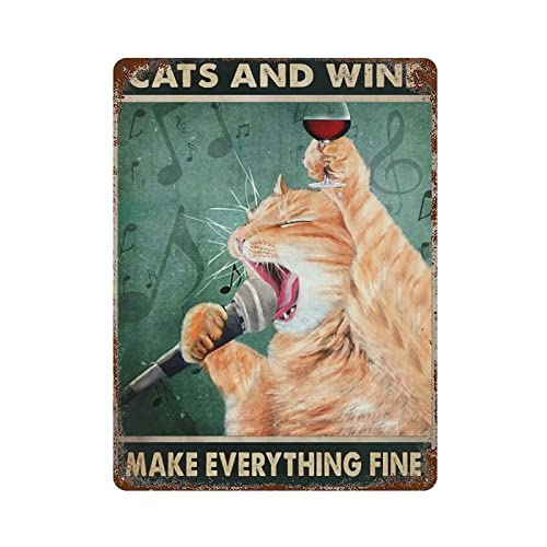 Bingyingne Retro Metall Blechschild Neuheit Poster Eisen Malerei Retro Katze Singen Metall Blechschild Kunst Wanddekoration Metall Poster Home Küche Outdoor Kaffee Bar Restaurant Garage Metallschild von Bingyingne