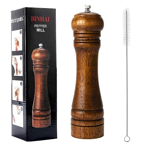 Pfeffermühle - Holz Mühle Gewürzmühle Salzmühlen Pfeffermühlen Set Mit Verstellbarem Keramikmahlwe Mahlwerk 8 Zoll von Binhai