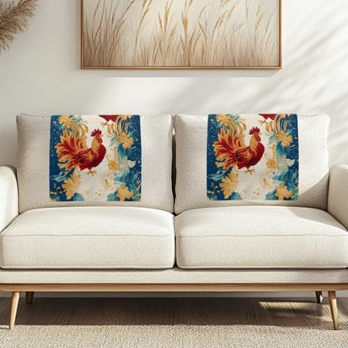Binienty 1 Stück Kopfstützenbezug mit Befestigungsnägeln, goldener Blumen-Hahn-Druck, rutschfester Sofa-Kopfstützenschutz für Büro, Wohnzimmer, Restaurant, 1 Stück von Binienty