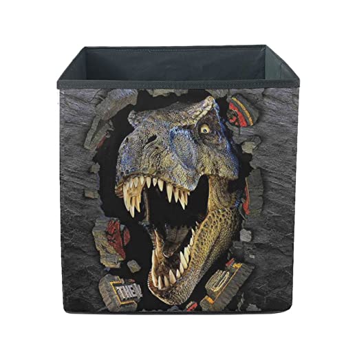 Binienty 3D T-rex Dinosaurier faltbare Aufbewahrungsbox für Kinderspielzeug, offene Aufbewahrungsboxen für Zuhause, Kinderzimmer für Kinder, Jungen, 33 x 33 x 33 cm von Binienty