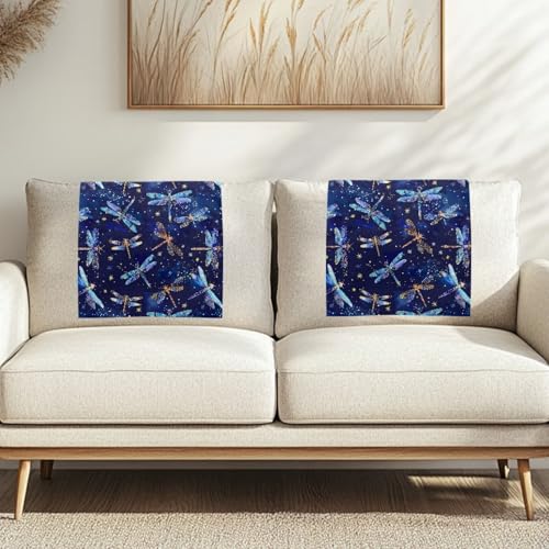 Binienty Galaxy Libellen-Kopfstützenbezug für Liegestuhl, Winter, Herbst, weich, gemütlich, Möbelbezüge mit Befestigungsnägeln, rutschfeste Stuhlschoner, Bezüge für Innendekoration, 2 Stück von Binienty