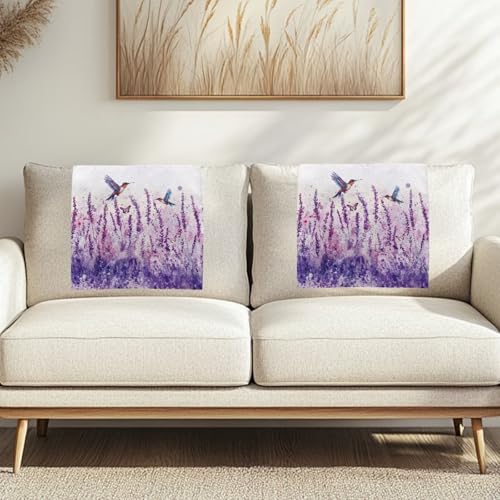 Binienty Kopfstützenbezüge für Liegestühle, Lavendel, Kolibri-Sofabezug, Größe 67 x 42 cm, staubabweisender Sesselschutz für Zuhause, Innendekoration, für Familie, 1 Stück von Binienty