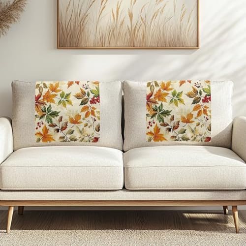 Binienty Kopfstützenschutz für Sofa und Theatersitz, weich, bequem, Bürostuhl-Schonbezug, faltbar, Staubschutz, Ahornblätter, 2 Stück von Binienty