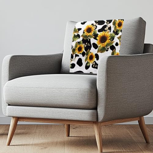 Binienty Kopfstützenschutz für Sofas mit Kuhmuster, Sonnenblumen-Druck, Kopfstützenschutzbezüge für Bürostuhl, Couch, Schlafzimmer, Lounge, 1 Stück von Binienty