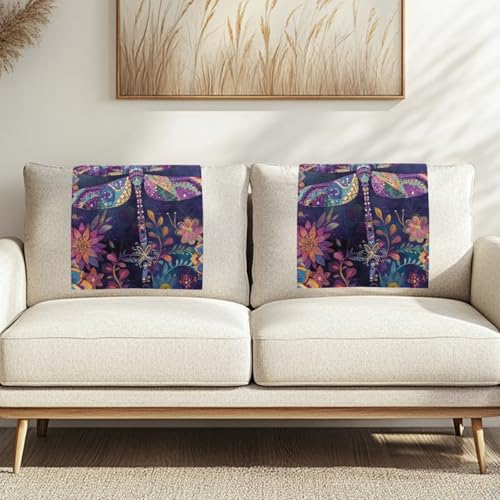 Binienty Lichtbeständiger Polyester-Kopfstützenschutz mit rutschfestem Design, Kunst-Libellen-Druck, Sofa-Kopfstützenbezüge für Retro-Höhle, Arbeitszimmer, anspruchsvoller Stil, 1 Stück von Binienty