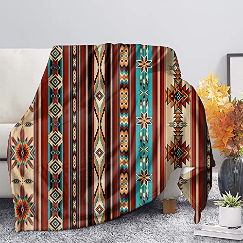Binienty Luxuriöse Fleece-Decke für Bett, Sofa, Couch, Azteken-Stil, Navajo, geometrisches Design, weich, bequem, Bettdecken von Binienty