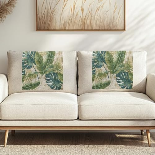 Binienty Palmblätter, Kopfstützenbezüge mit Befestigungsnägeln, modischer Sofa-Kopfstützenschutz, Sherpa-Kopfstützenschutz, für Liegestühle, Couch-Möbel, einfach zu installieren, 1 Stück von Binienty