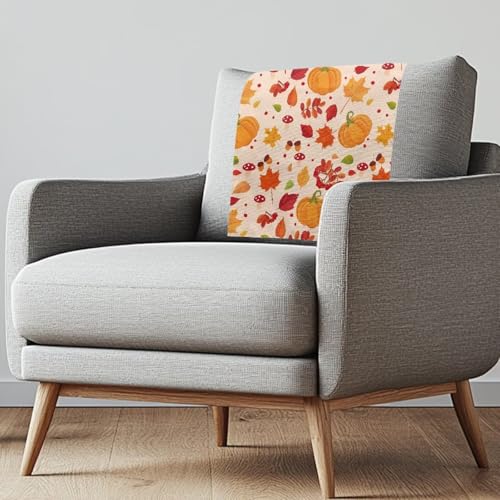 Binienty Rutschfester Kopfstützenbezug für Liegestuhl, Ahornblatt, Kürbis, Kopfstützenbezug mit Befestigungsnägeln, Herbstdekorschutz für Bürostuhl, Theatersitz und Sofa, 3 Stück von Binienty