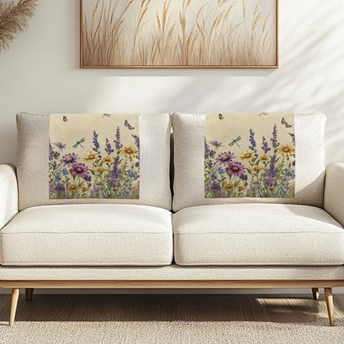 Binienty Schonbezüge für Sofas und Liegestuhl, Kopfstützenschutz, Libellen-Blumenmuster, Esszimmerstuhl, Schonbezug, Sofa, Kopfstütze, Staubschutz, Vintage-Innendekoration, 2 Stück von Binienty