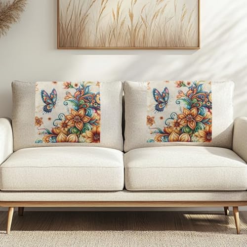Binienty Sofa-Kopfstützenschutzbezug, tropische Blume, Schmetterling, rutschfest, Schonbezug für Liegestuhl, Strandhaus, Yacht, Lounge, Entspannung am Meer, 2 Stück Binienty Sofa-Kopfstützenschutzbezug, tropische Blume, Schmetterling, rutschfest, Schonbezug für Liegestuhl, Strandhaus, Yacht, Lounge, Entspannung am Meer, 2 Stück von Binienty
