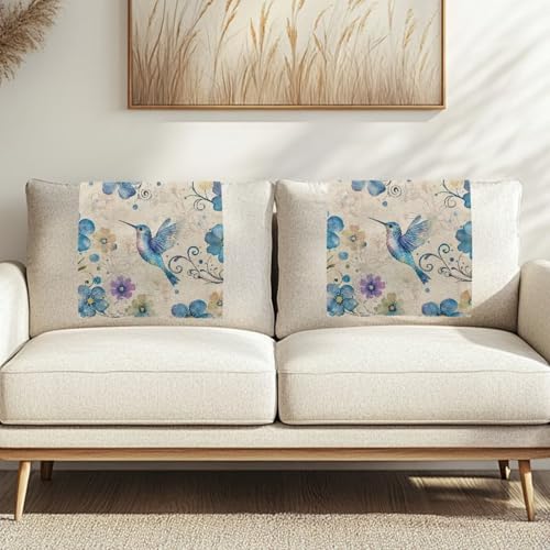 Binienty Sofakissenbezug mit Retro-Kolibri-Blumenmuster, Kopfstützenschutz, maschinenwaschbar, stilvolle Dekoration für Wohnzimmer, Fenstersitz, gemütlicher Begleiter, 1 Stück von Binienty