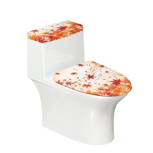 Binienty Toilettendeckelbezug und WC-Deckelbezug mit Musik-Motiv, dehnbar, weiche Herbstdekorationen, Toilettensitzbezug für Badezimmer, maschinenwaschbar von Binienty