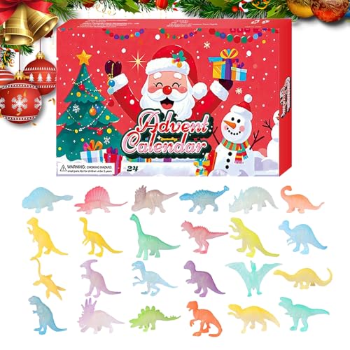 Biniveil Adventskalender Weihnachtscountdown,24 Tage Leuchtende Dinosaurier Figuren Kalender Für Kinder - Liebenswerter Tischschmuck Für Mädchen Freunde von Biniveil