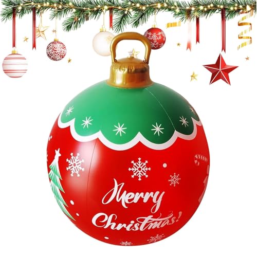 Biniveil Aufblasbare Weihnachtskugel | Outdoor Weihnachtsschmuck PVC Aufblasbare Deko Kugeln | Festliche Dekoration Für Vordertür Terrasse Garten Party - für Draußen Party Wohnzimmer Haustür Terrasse von Biniveil