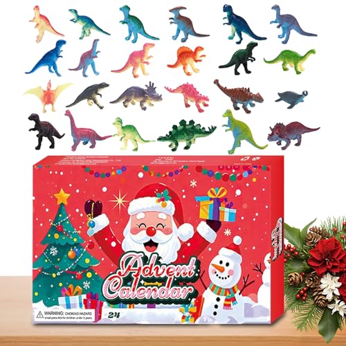 Biniveil Christmas Countdown Spielzeug | 24 Tage Leuchtende Dinosaurier Figuren Kalender Für Kinder | Liebenswerter Tischschmuck Für Mädchen Freunde von Biniveil
