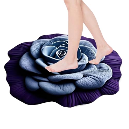 Biniveil Diatomaceous Earth Badematte, Schnelltrocknende Steinmatte, Schnelltrocknende rutschfeste Ästhetische Blumenmatte 40x40cm Für Eingang Bad Spa Küche von Biniveil