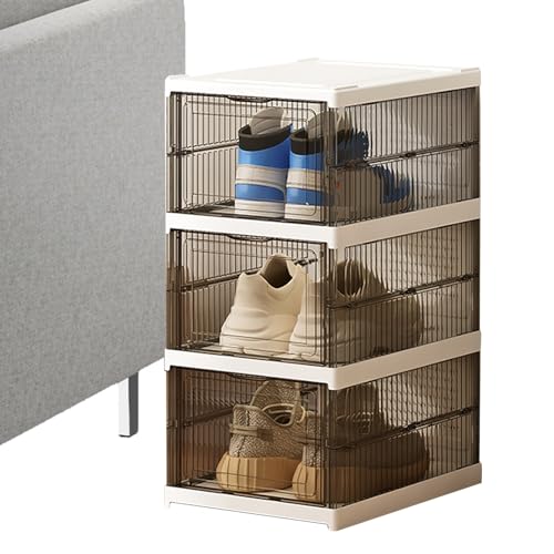 Biniveil Einstiegsschuheregal | Stapelbarer Sneakerschrank Behälter - Stapelbare Klare Faltbare Box Für Schlafzimmer Flur Haus von Biniveil