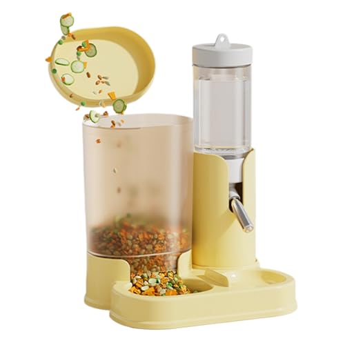 Biniveil Hamster Trinkflasche | Automatische Hamster Trinkflasche Mit Futternapf | Auslaufsicher Abnehmbar Käfigzubehör Für Zwerghamster Igel Kleintiere | Für Igel Und Wüstenrennmäuse von Biniveil