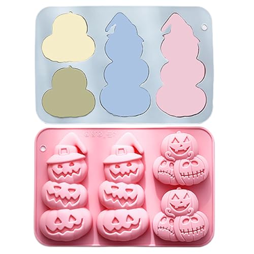 Biniveil Kürbis Silikonform | 2 Stück Kürbis Backform Antihaft - Für Seifen Schokolade Kuchen Fondant Pfannkuchen Kekse Plätzchen Gebäck Süßigkeiten Herbst Halloween Backen von Biniveil