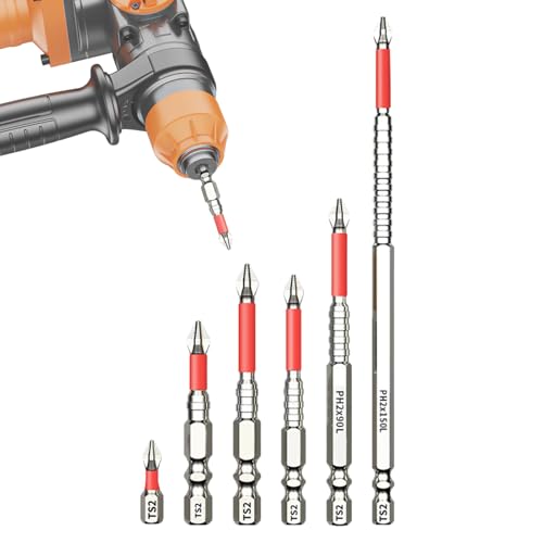 Biniveil Magnetische Schraubendreher-Bits | Schlagbohrer-Set 6-tlg - Schlaggeschützte rutschfeste Bohrer für Bauwesen Kfz Sanitär Elektro Metallverarbeitung Möbel von Biniveil