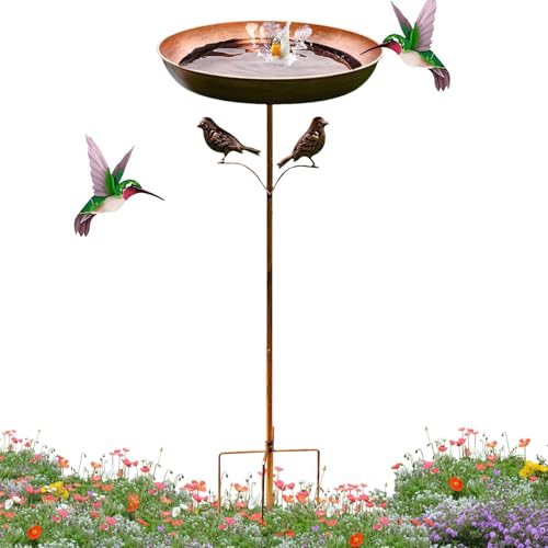 Biniveil Stehender Vogelbad | Gartenschale Für Vögel | 82 cm Hohes Metall Vogelbad Rostfrei Für Garten Terrasse Außenbereich von Biniveil