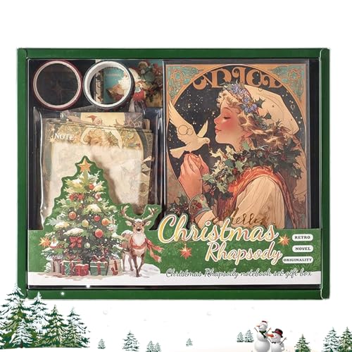 Biniveil Weihnachtliche Bastelaufkleber mit Notizbuch - Weihnachtliche Grußkarten-Aufkleber mit Haftnotizen - Festliche Sticker Set Für Handy Karten Bastelalbum von Biniveil