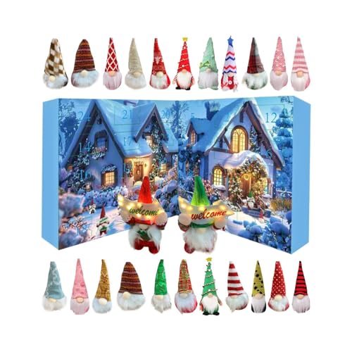 Biniveil Weihnachts-Adventskalender | 24 Tage Urlaub Countdown Kalender | Gnom-Puppe Geschenkfüller Für Feiertagsdekoration Kaminsims Kamin Dekoration von Biniveil