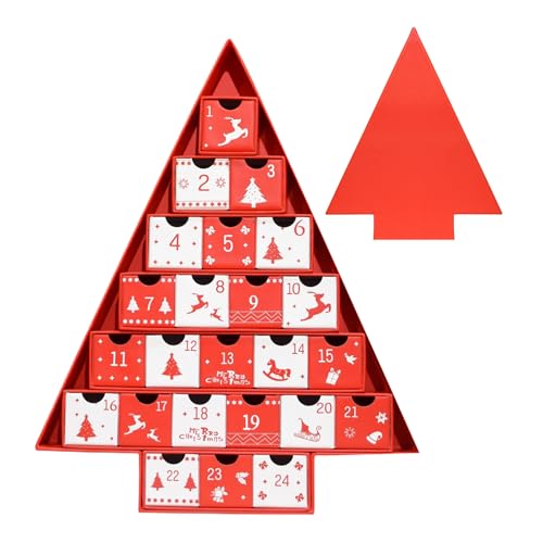 Biniveil Weihnachts Countdown Kalender Boxen,24-Tägiger Leerer Adventskalender Zum Selbstbefüllen | Mehrfach Verwendbar Für Fondant Pralinen Süßigkeiten Schmuck Geschenke von Biniveil